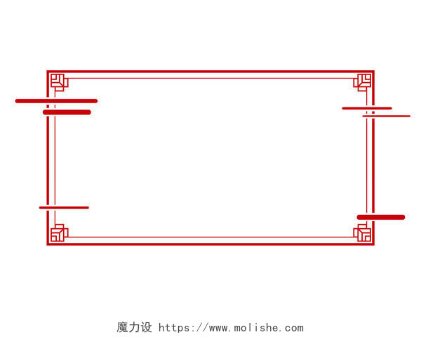 中国风边框红色线条边框素材